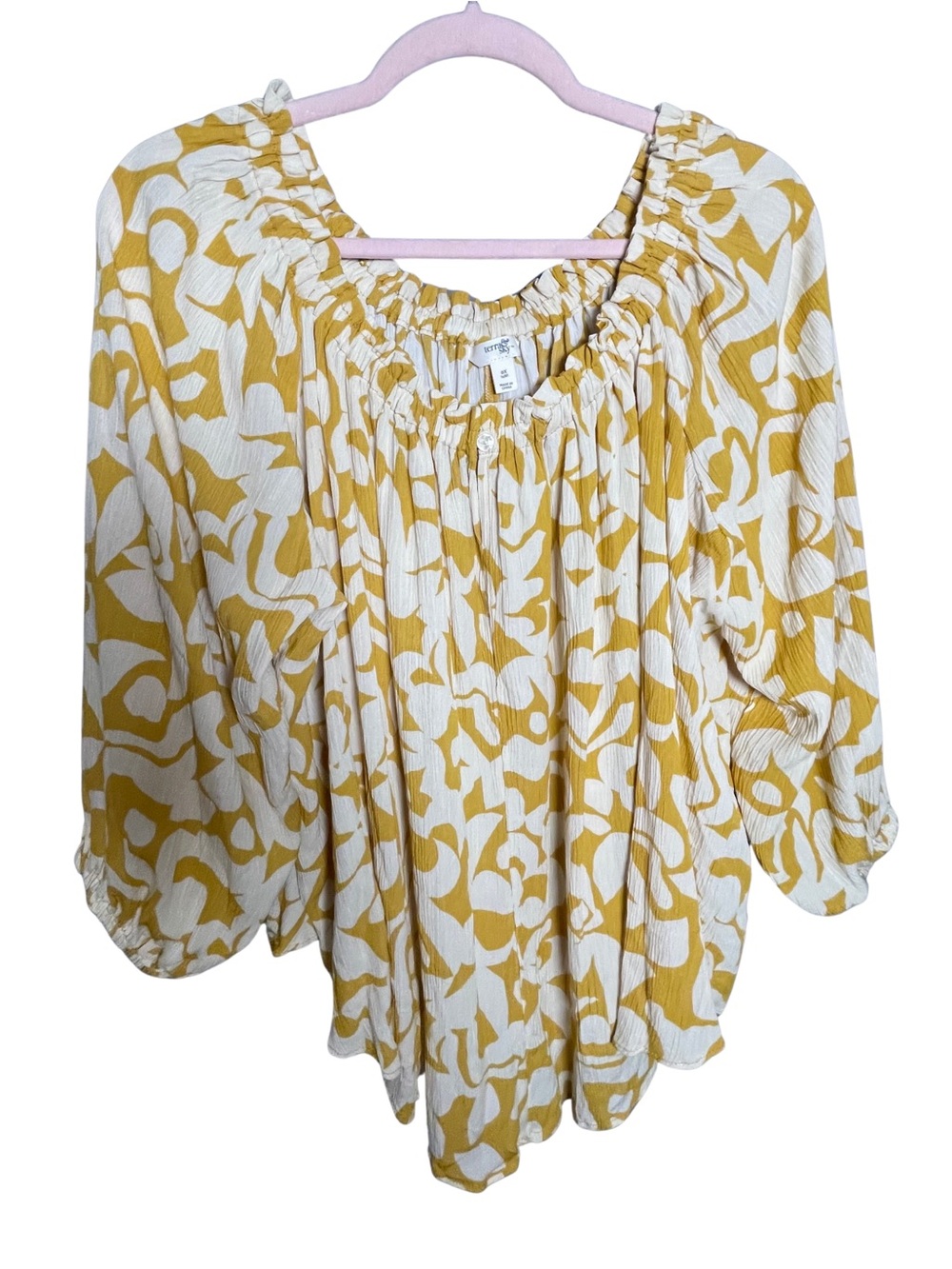 Whimsical smocked neckline blouse | Off Shoulder yellow white | cottagecore